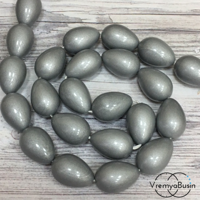 Бусины капли из стекла под жемчуг, 10х14 мм (1 шт.)