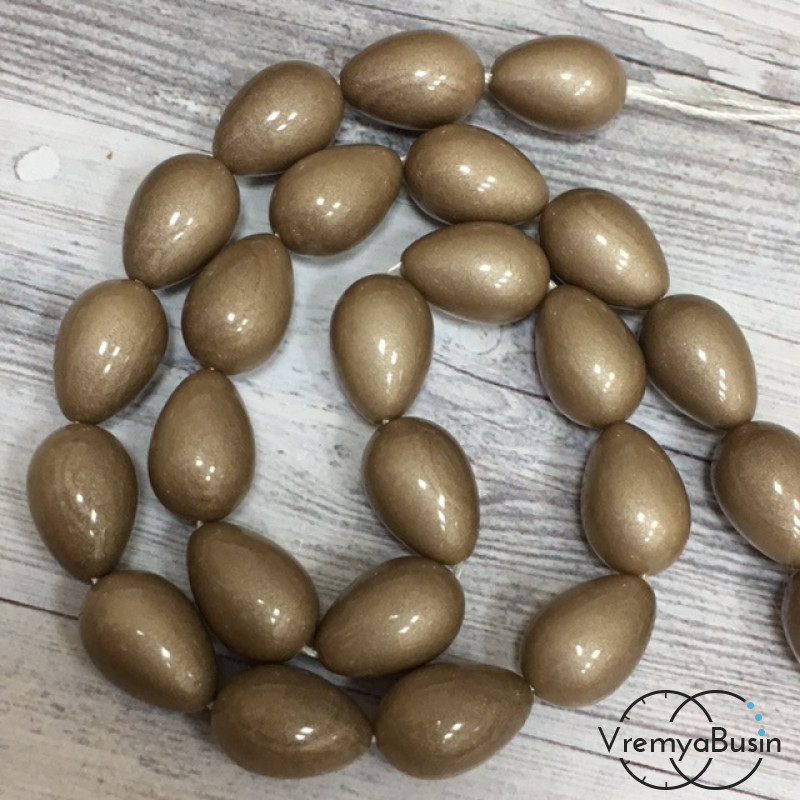 Бусины капли из стекла под жемчуг, 10х14 мм (1 шт.)