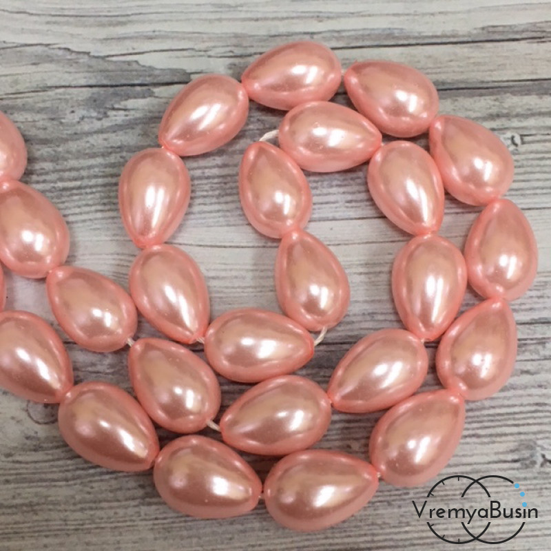 Бусины капли из стекла под жемчуг, 10х14 мм (1 шт.)