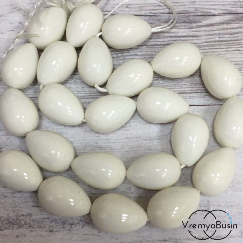 Бусины капли из стекла под жемчуг, 10х14 мм (1 шт.)