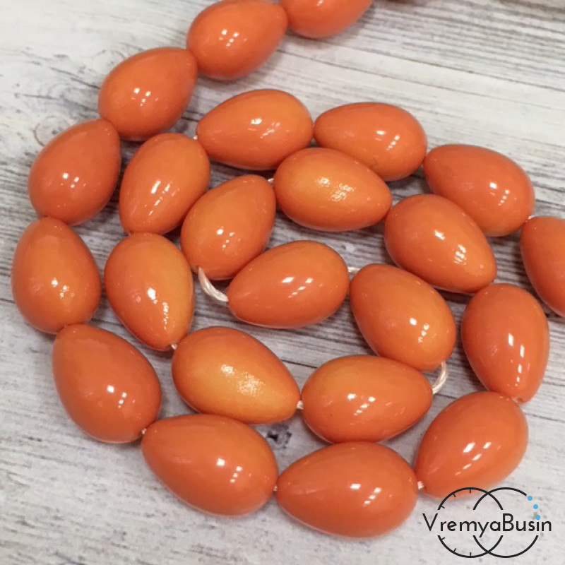 Бусины капли из стекла под жемчуг, 10х14 мм (1 шт.)