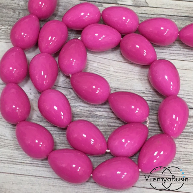 Бусины капли из стекла под жемчуг, 10х14 мм (1 шт.)