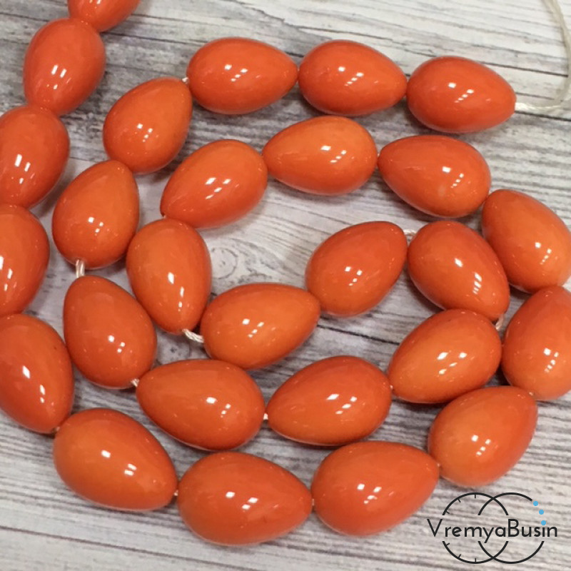 Бусины капли из стекла под жемчуг, 10х14 мм (1 шт.)