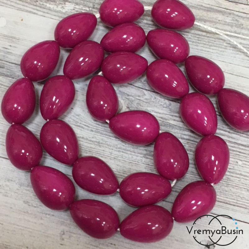 Бусины капли из стекла под жемчуг, 10х14 мм (1 шт.)