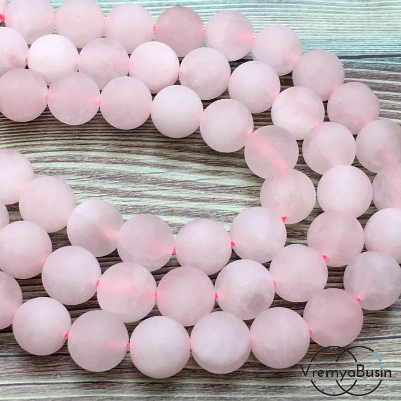 Розовый кварц. Матовый шарик 10 мм (1/2 нити, 19 шт.)