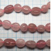Розовый кварц мадагаскар. Галтовка овальная мелкая (1/2 нити, 18 шт.) 
