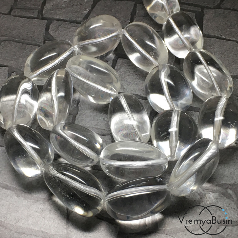 Горный хрусталь. Галтовка овальная (1/2 нити, 9 шт.) 