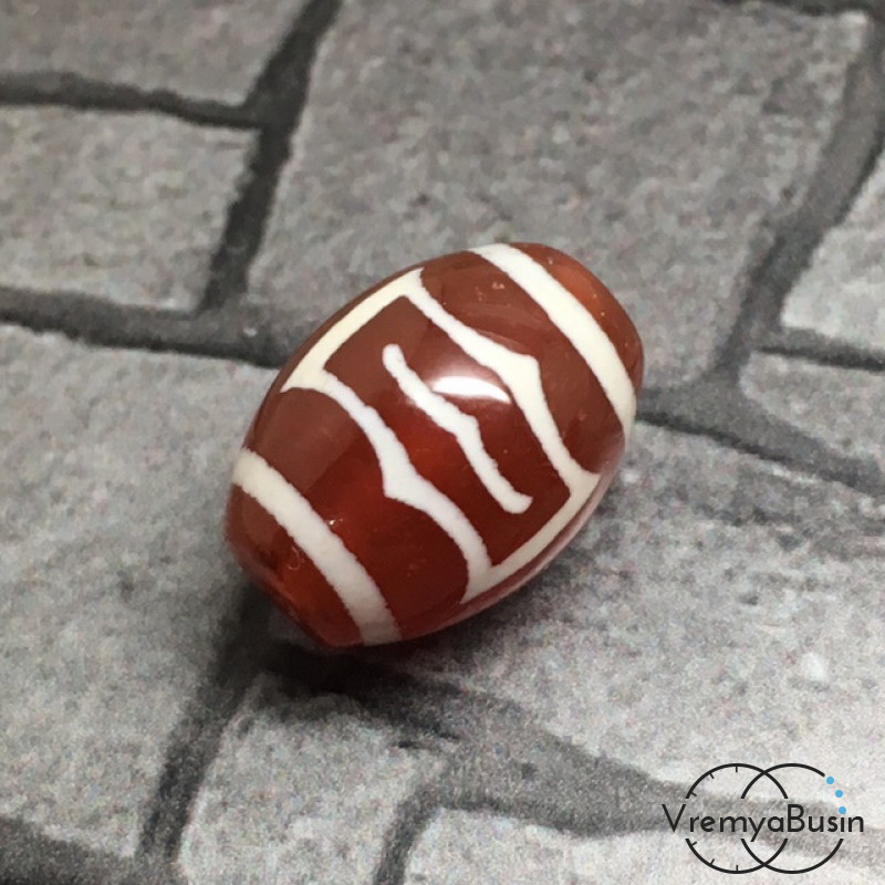 Мини-бусины Дзи из сердолика,  10х14 мм (1 шт.)