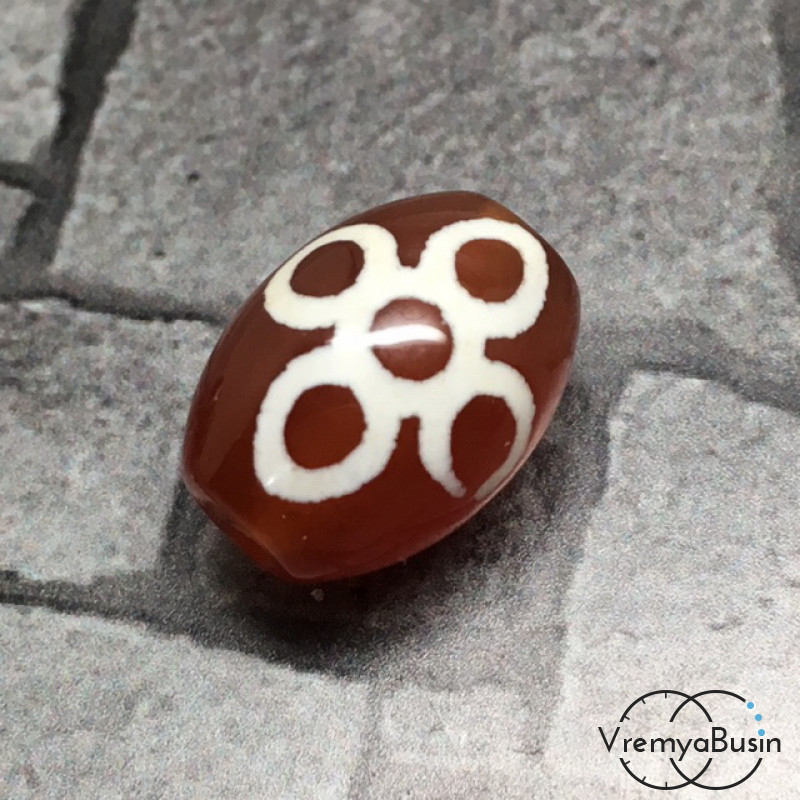 Мини-бусины Дзи из сердолика,  10х14 мм (1 шт.)