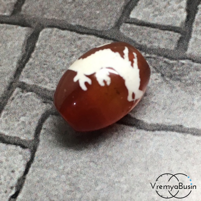 Мини-бусины Дзи из сердолика,  10х14 мм (1 шт.)