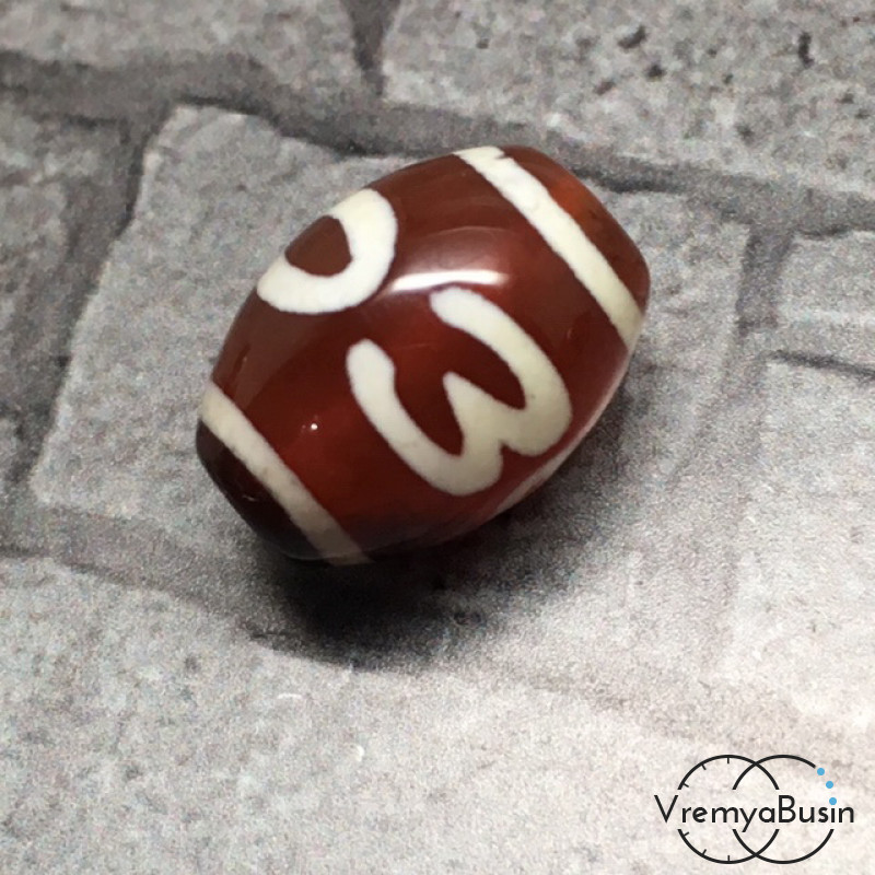 Мини-бусины Дзи из сердолика,  10х14 мм (1 шт.)