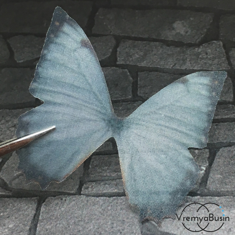 Крылья бабочки из органзы, 44х46 мм, цв. серый   (1 шт.)