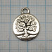 Медальон с деревом, 15х20 мм, подвеска металлическая, цв. серебро (1 шт.)