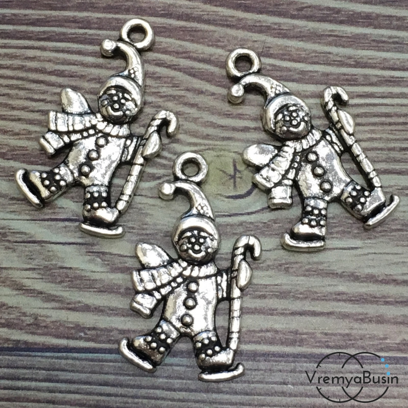 Снеговик. Подвеска металлическая под серебро (1 шт.)