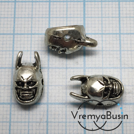 Бусина металлическая "Бэтмен", цвет серебро (1 шт.)