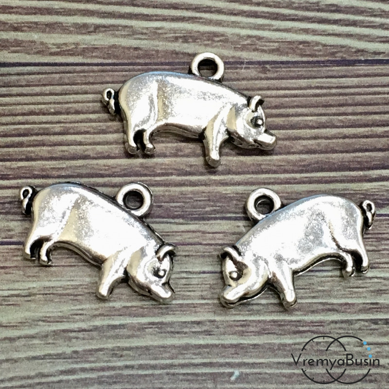 Свинка. Подвеска металлическая цв. серебро (1 шт.)