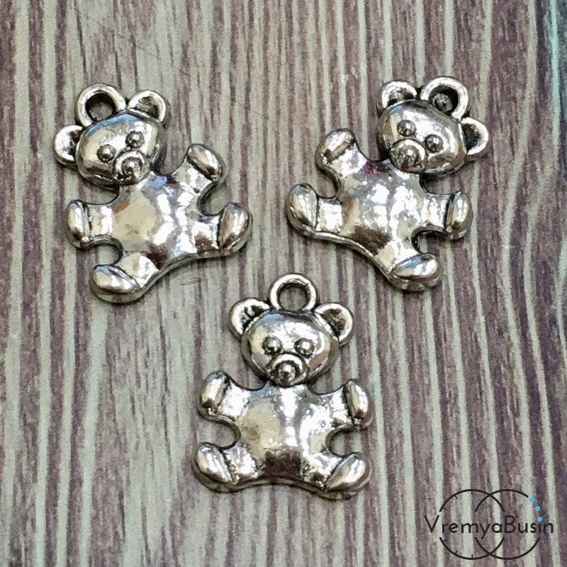Мишка. Подвеска металлическая цв. серебро (1 шт.)