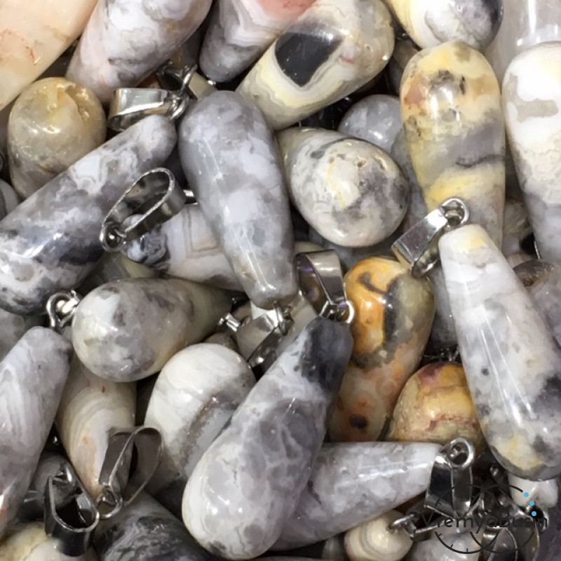 Яшма серая. Подвески гладкие капли 10х25 мм (2 шт.)