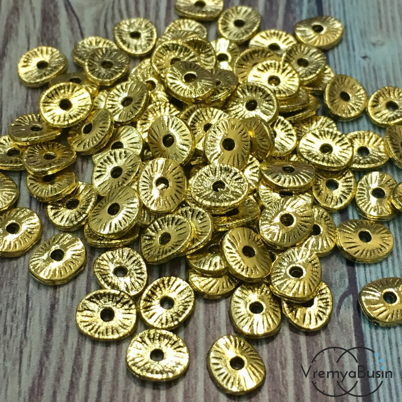 Разделители для бусин под золото, 6х5 мм (5 гр., ок. 40 шт.)