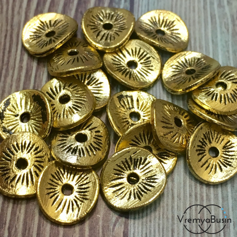 Разделители для бусин под золото, 10х9 мм (5 гр., ок. 9 шт.)