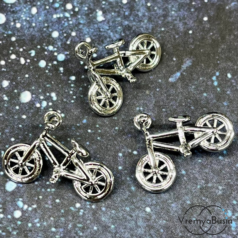 Подвеска "Велосипед", 15х20 мм, из латуни с родиевым покрытием (1 шт.)