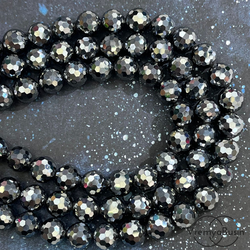 Терагерц, шарик граненый 10 мм (1/2 нити, ок. 19 шт.)