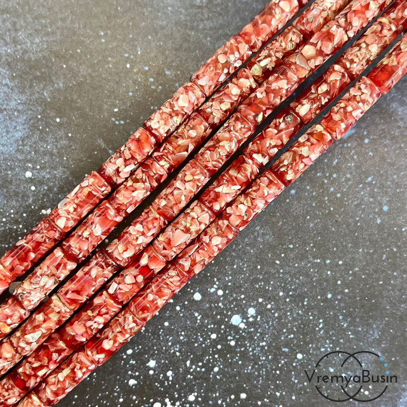 Мозаика из перламутра, трубочка гладкая 6х14 мм (нить, ок. 28 шт.)