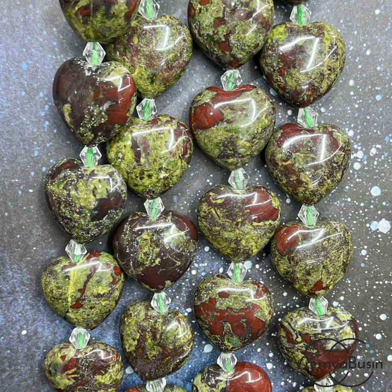 Яшма, сердце гладкое 20 мм (нить, ок. 17 шт.)