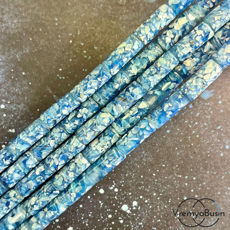 Мозаика из перламутра, трубочка гладкая 6х14 мм (нить, ок. 28 шт.)