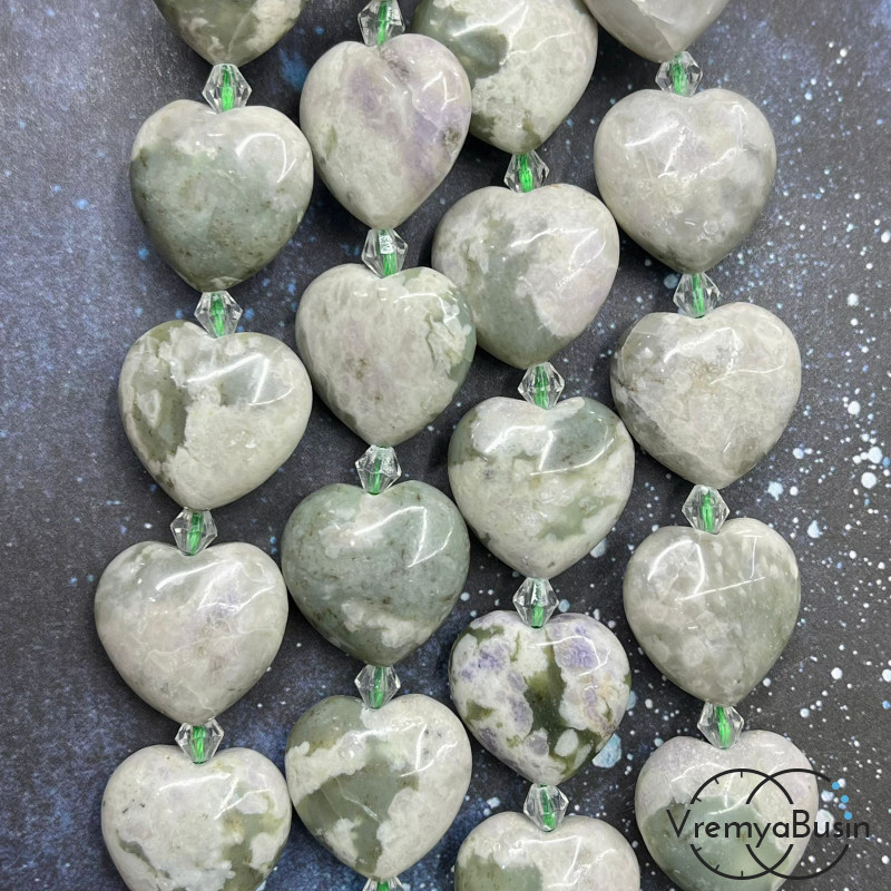 Яшма, сердце гладкое 20 мм (нить, ок. 17 шт.)