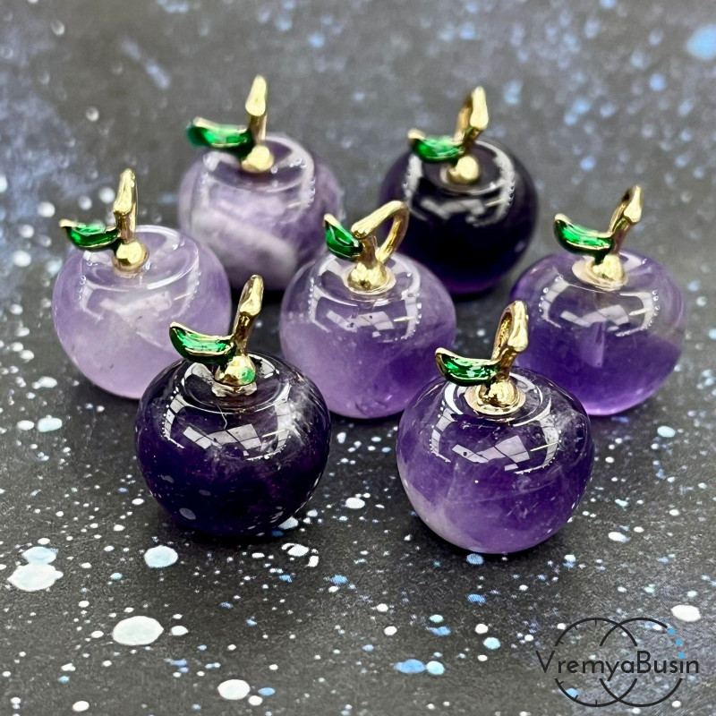 Аметист, подвеска из камня «Яблоко», ок. 18х14 мм (1 шт.)