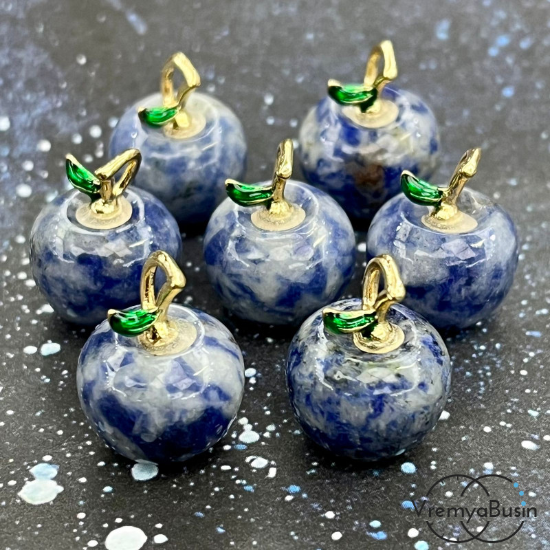 Азурит, подвеска из камня «Яблоко», ок. 18х14 мм (1 шт.)