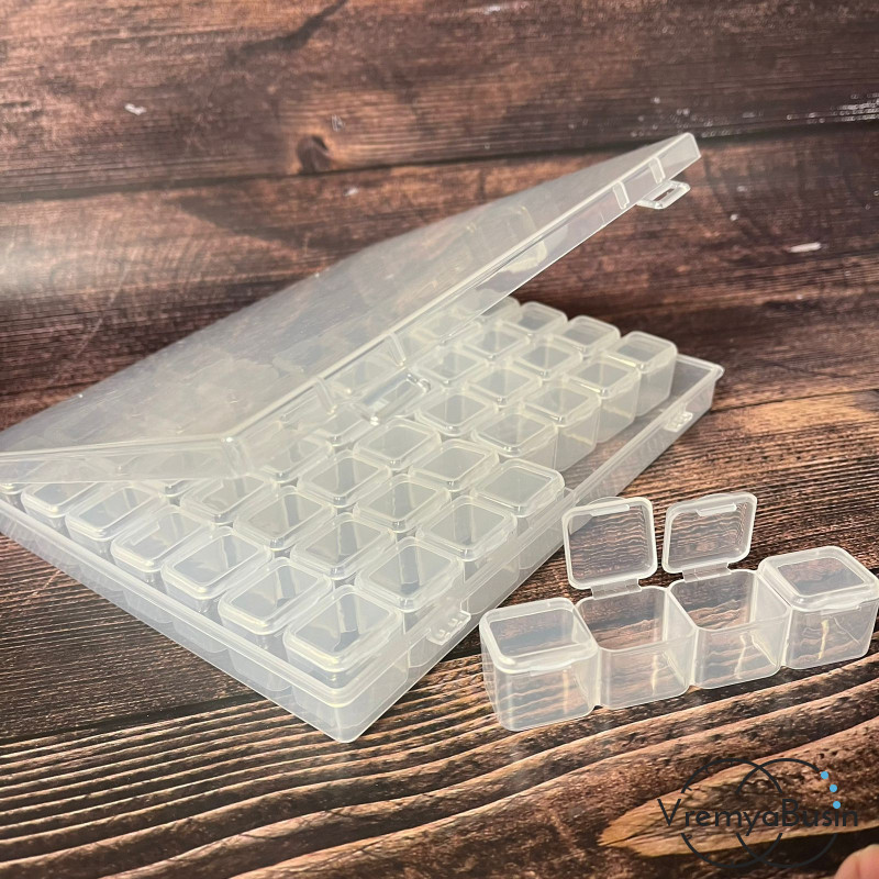 Контейнер для бисера с ячейками,  210х117х25 мм, 14 шт. по 4 ячейки (1 шт.)