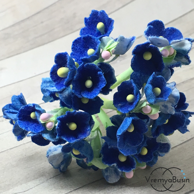 Букетик цветов из бумаги, цв. синий (4 шт.)