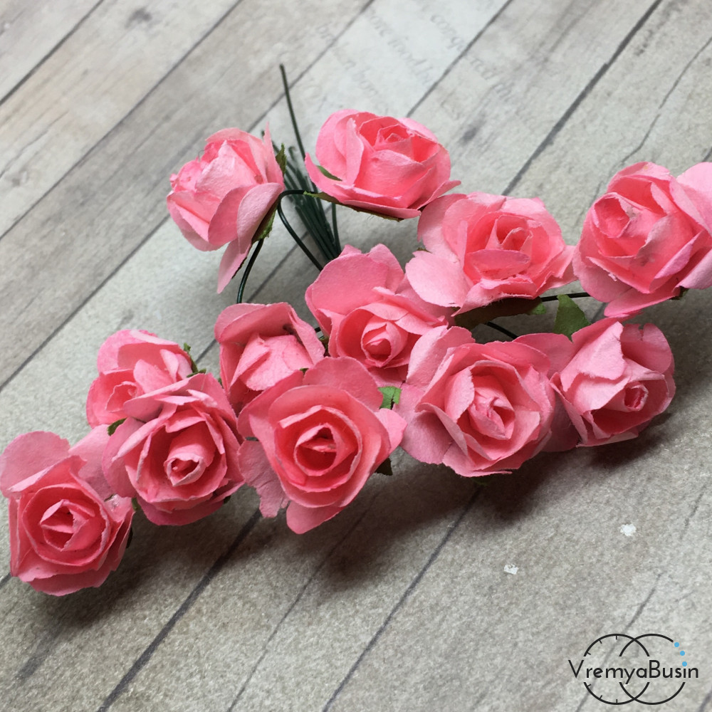 Купить Цветы из бумаги, букетик роз, 10 мм цв. ПЕРСИКОВЫЙ (12 шт.) по цене40.66 ₽ - 6451-5