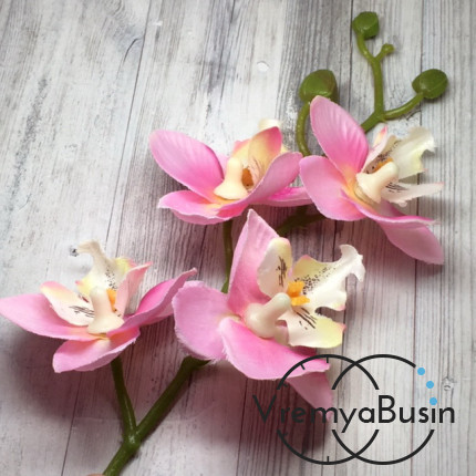 Цветок из ткани "Ветка орхидеи", 160 мм., цв.РОЗОВЫЙ (1 шт.)