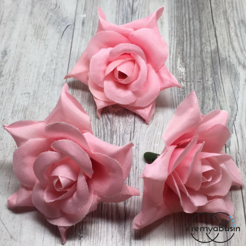 Цветок из ткани "Роза", 40 мм., цв.РОЗОВЫЙ (1 шт.)