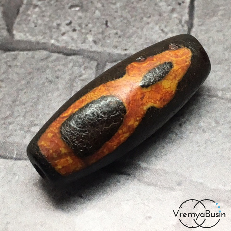 Бусина Дзи из агата "Кубера", 30х10 мм (1 шт.)