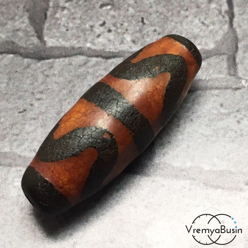 Бусина Дзи из агата "Волны судьбы", 30х10 мм (1 шт.)