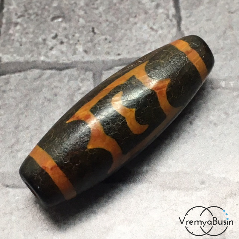 Бусина Дзи из агата "Гаруда", 30х10 мм (1 шт.)