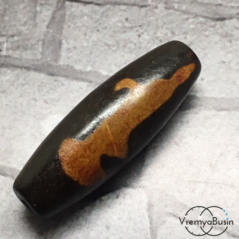 Бусина Дзи из агата "Гуань Инь", 30х10 мм (1 шт.)