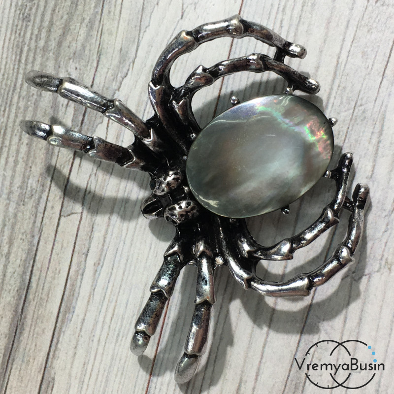 Кулон-брошь "Паук" с перламутром (1 шт.)