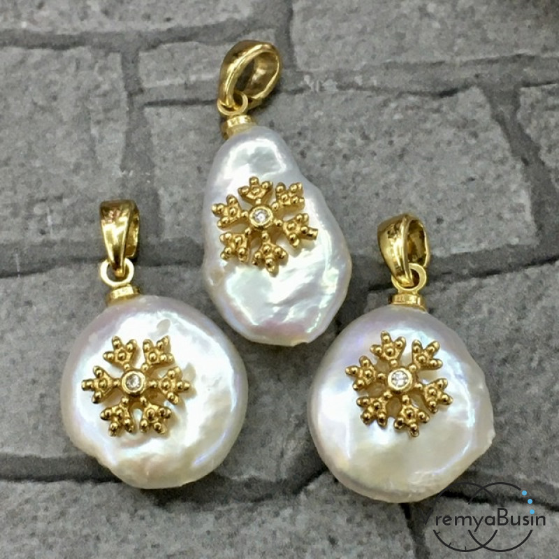 Кулон из барочного жемчуга с декором (1 шт.)