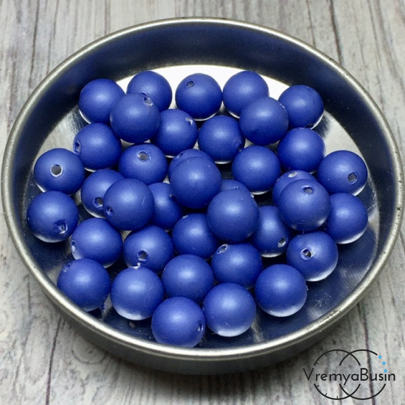 Матовый жемчуг Майорка, цв. синий, шарик гладкий 6 мм (1 шт.)