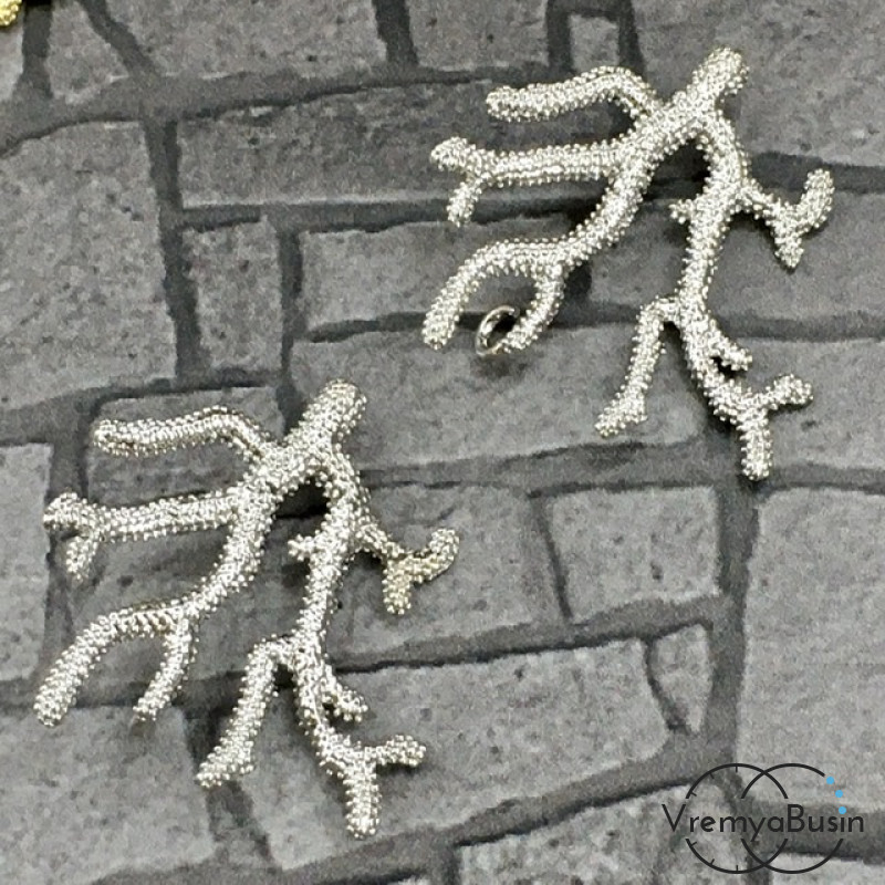 Коннектор "Коралл", 25х25 мм, латунь с родиевым покрытием (1 шт.)