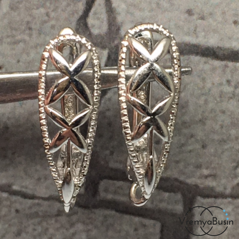 Швензы с английским замком. Латунь с родиевым покрытием 