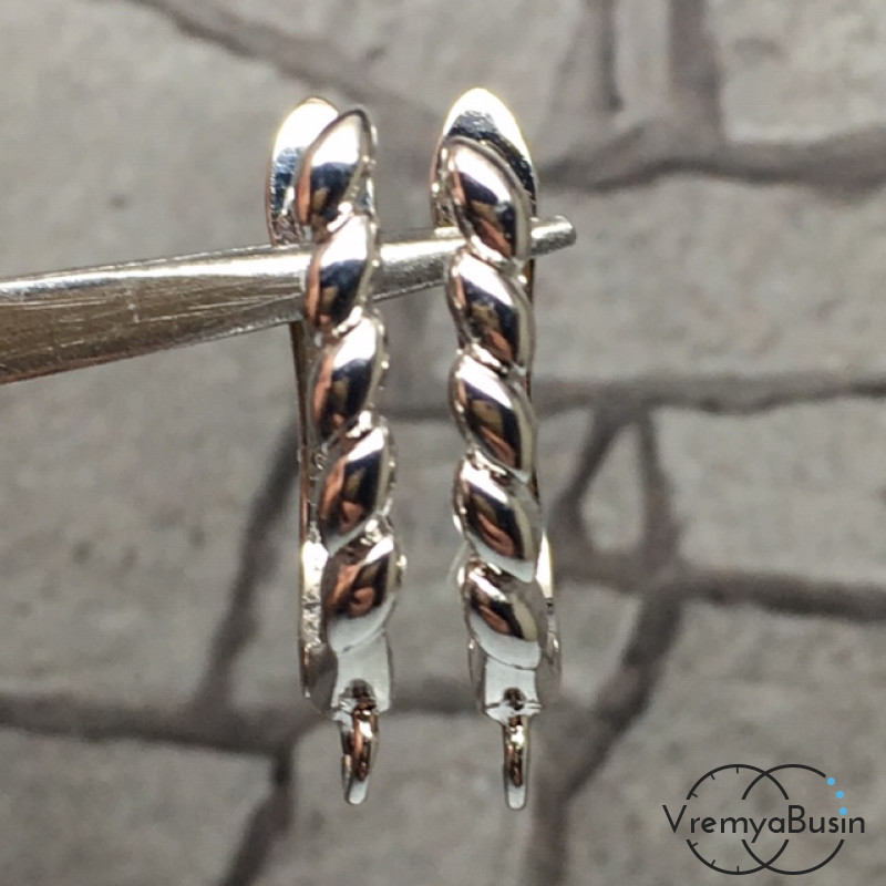 Швензы с английским замком. Латунь с родиевым покрытием 