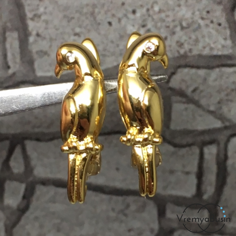 Швензы с английским замком. Латунь с позолотой и фианитами