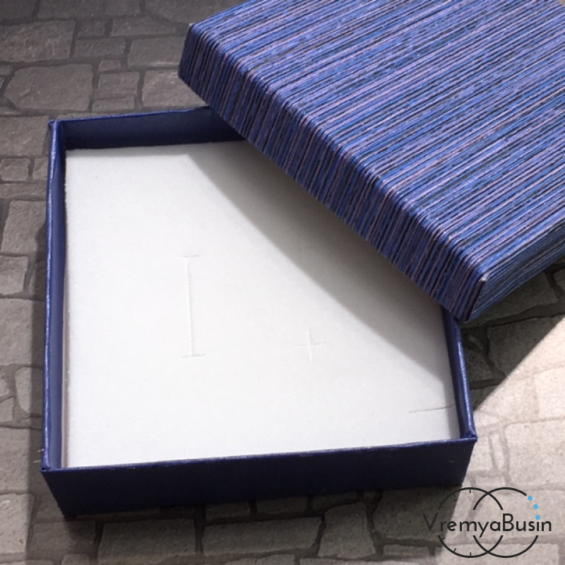 Коробочка подарочная квадратная 9х9х3 см, цв. синий (1 шт.)