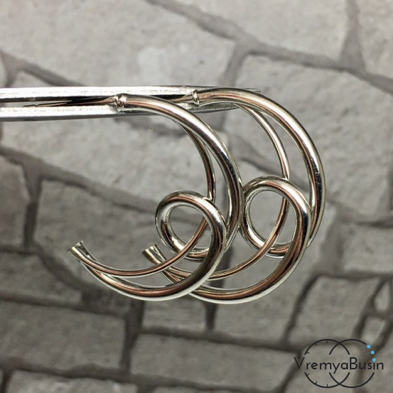 Швензы-гвоздики "Кольца" из латуни с родиевым покрытием (1 пара)